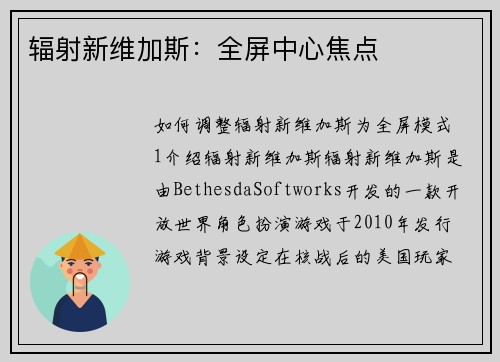辐射新维加斯：全屏中心焦点